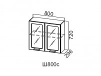 Шкаф навесной со стеклом 800 Ш800с Волна 800х720х296