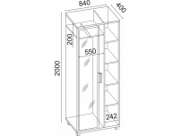 Шкаф с зеркалом 800 Вест М05 ШхВхГ 840х2000х400 мм